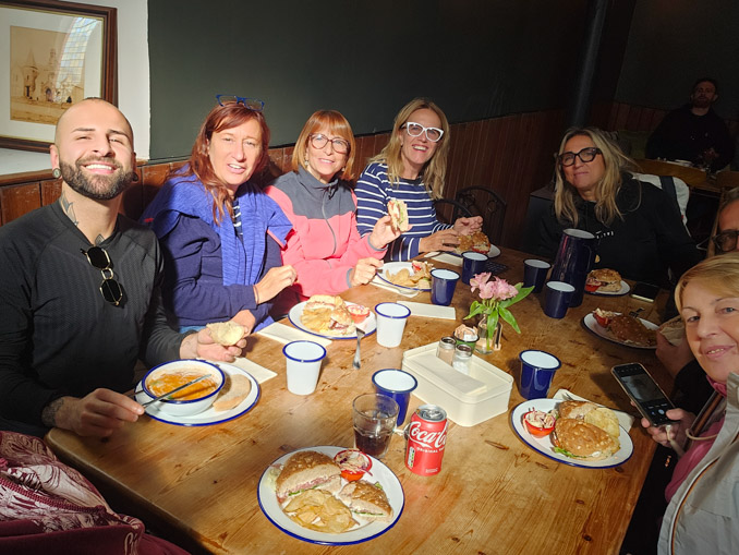 image of a group having lunch with the guide